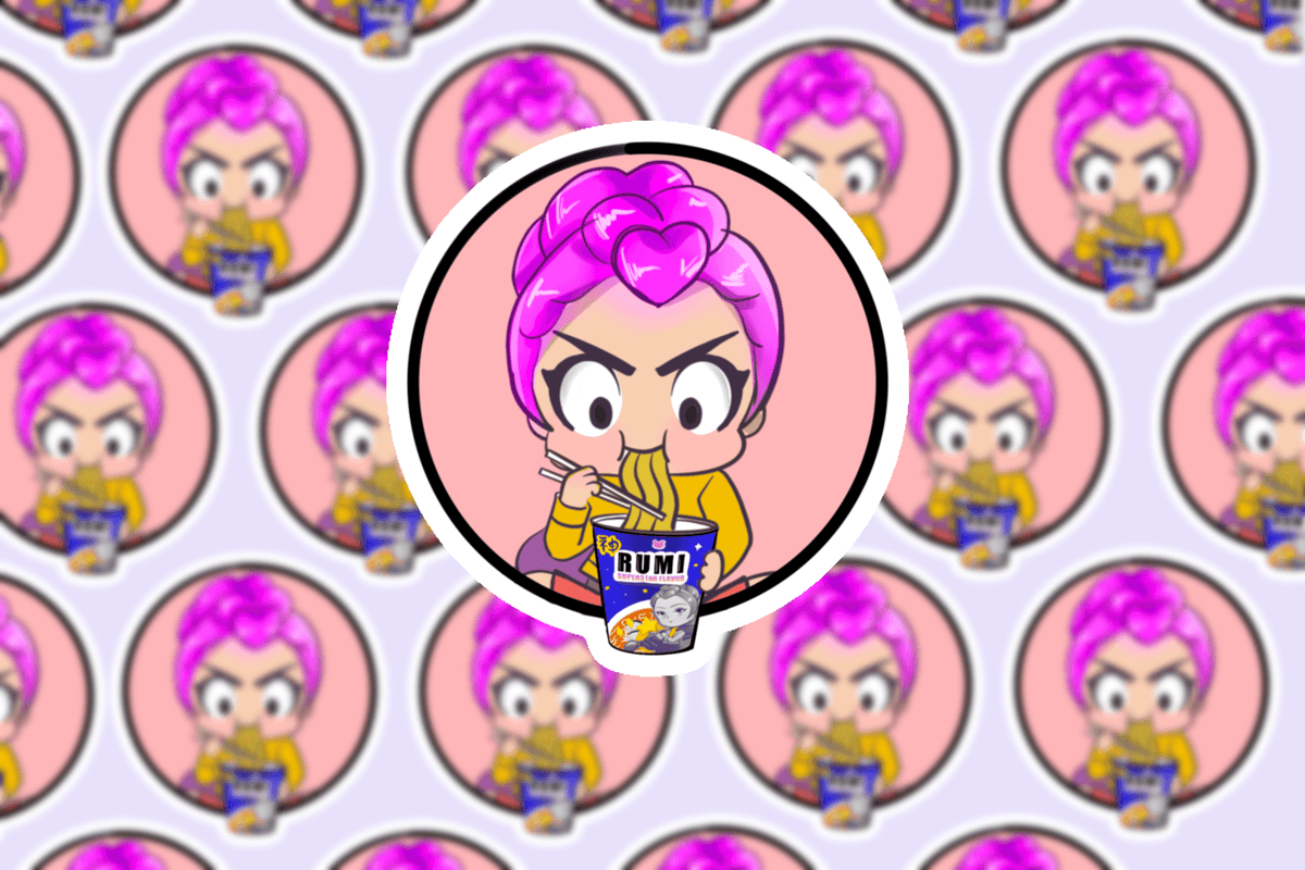 Rumi eating ramen Sticker