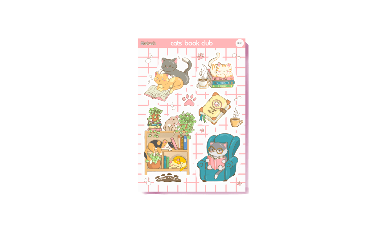 Cats & Books sticker sheet