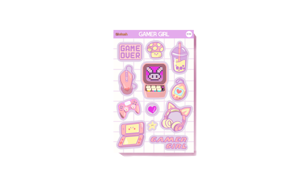 Gamer girl sticker sheet
