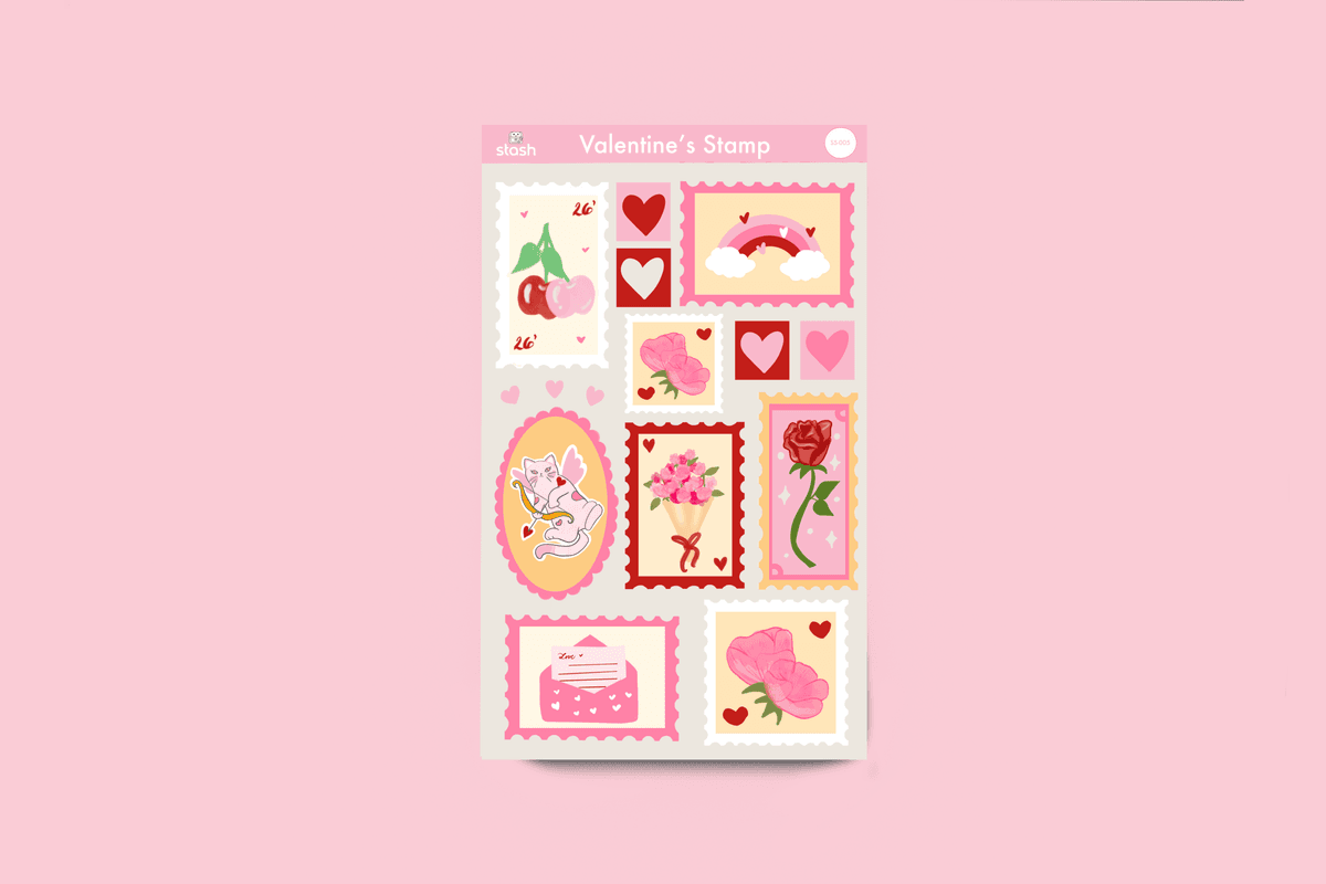 Valentine's Stamp Sticker Sheet